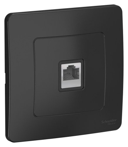 Розетка компьютерная с рамкой Systeme Electric Blanca 1-м. RJ45 5e антрацит картинка